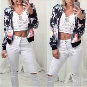 Floral print bombers jacket